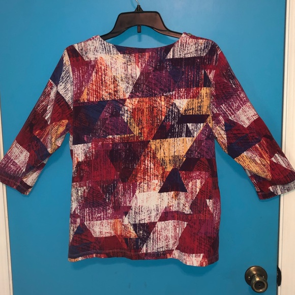 Alfred Dunner Abstract Geometric 3/4 Sleeve Blouse - Picture 2 of 6